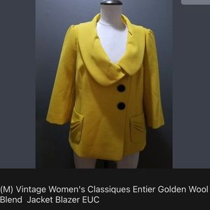 Classiques entier yellow wool blend jacket size M